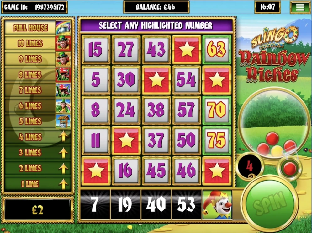 Slingo Raindow Riches Slot